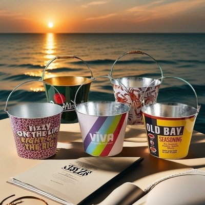 5L Round Galvanized Iron Ice Bucket