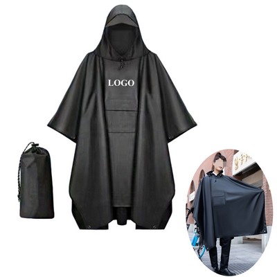 Adult Rain Poncho With Hood Camping Hiking Travel Outdoors