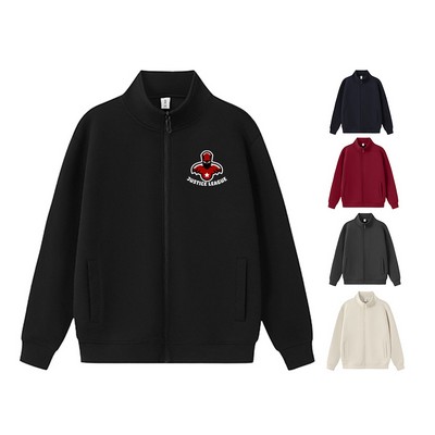 400G Heavyweight Stand-up Collar Hoodie Coat Loose Casual
