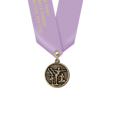 1 1/8" Gymnastics Cast CX Medal w/Satin Neck Ribbon