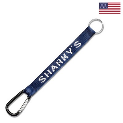 6-1/2" Woven Key Strap w/ Carabiner & Split Ring - "Classic" Weave