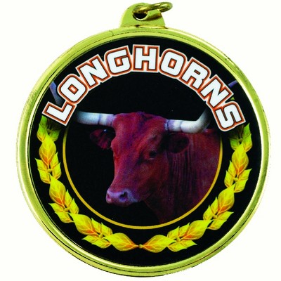 2 ¼" TM Series Academic Medal w/Longhorns Mascot Mylar Insert