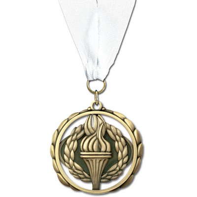 2 3/8" Victory ES Medal w/Grosgrain Neck Ribbon