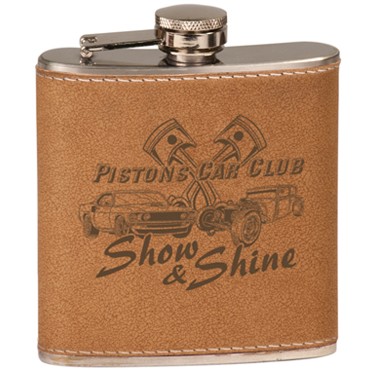 6 Oz. Faux Leather Stainless Steel Flask