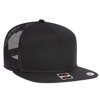 OTTO Superior Cotton Twill Round Flat Visor "OTTO SNAP" 5 Panel Pro Style Mesh Back Snapback Hat