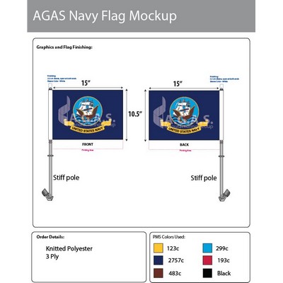 Navy Car Flags 10.5x15 inch Premium