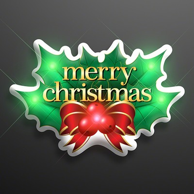 LED Merry Christmas Flashing Flashing Pins - BLANK