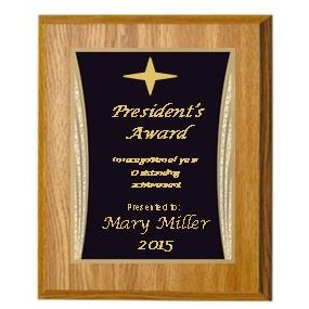 Oak Plaque 8" x 10" - Black/Gold Showtime Plate