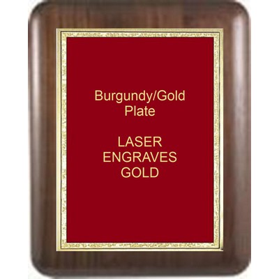 Walnut Elliptical Edge 9" x 12" Plaque - W/ 7" x 10" Burgundy/Gold Florentine Plate