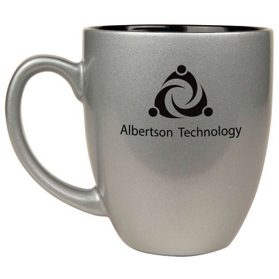 Silver Bistro Ceramic Mug, Engraved, 16 oz