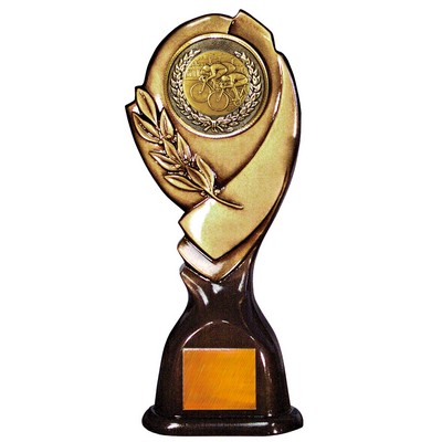 Stock 15" Classic Trophy with 2" Bicycling Coin and Engraving Plate