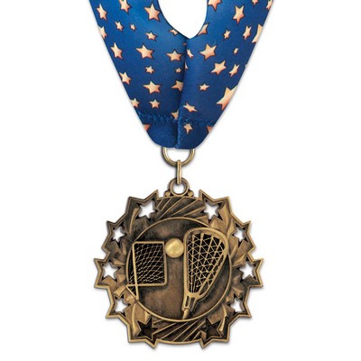 2 1/4" Lacrosse TS Medal w/ Stock Millennium Neck Ribbon