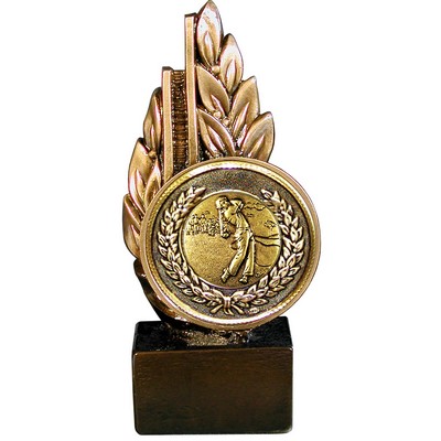 Stock Laurel 9" Trophy with 2" Golf Male Coin and engraving plate