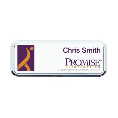 Plastic Framed Badges Rounded Corners (1"X3") (Full Color)