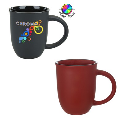 14 Oz. Satin Matte Red Salem Mug with Black Halo - Dishwasher Safe - Full Color