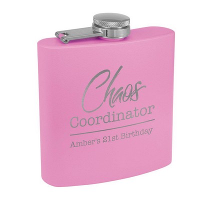 6 Oz. Matte Light Purple Powder Coated Stainless Steel Flask