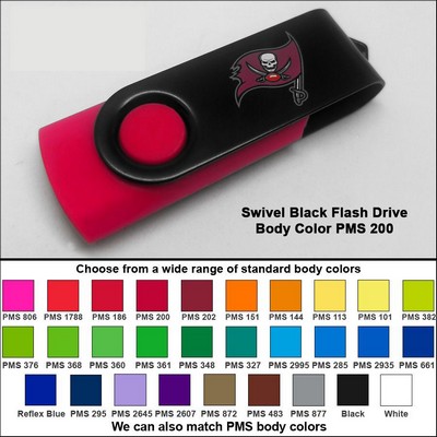 Swivel Black Flash Drive - 16 GB Memory - Body PMS 200