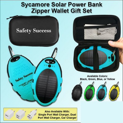 Sycamore Solar Power Bank Zipper Wallet Gift Set 3000 mAh - Blue No Extra Tariff