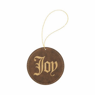Rustic/Gold Leatherette Round Ornament
