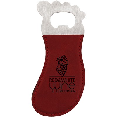 Rose Leatherette Foot-Shaped Bottle Opener with Magnet, Laserable (ON CLEARANCE)