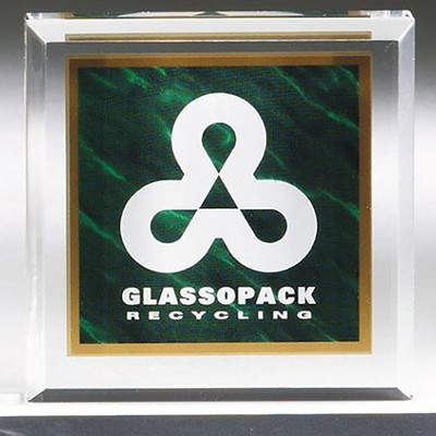 Green Marble in Clear Acrylic Paperweight Series, 3-3/4"x3-3/4"x3/4"