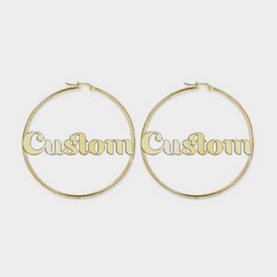 Large Hoop Earrings with Custom Font