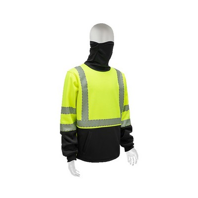 High Visibililty Snood Sweatshirt, Class 3, Lime, Built-in Neck Gaiter
