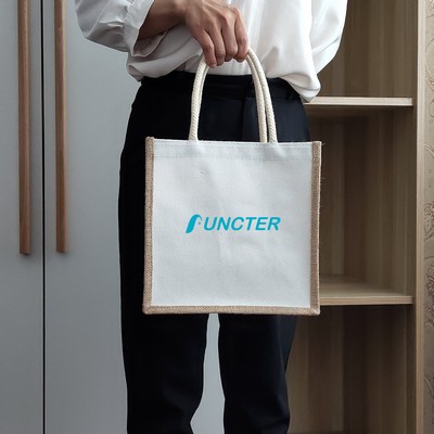 2" 1 Canvas and Burlap Tote Bag