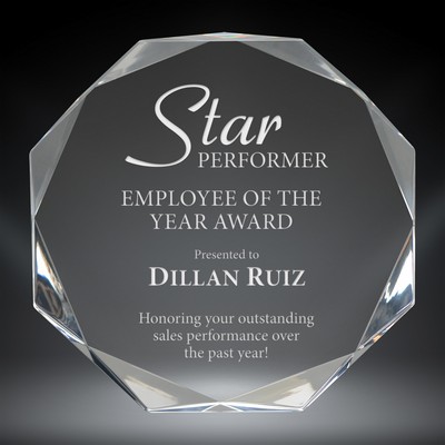 Octagon Acrylic Award, Clear, 8"H