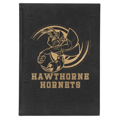 7" x 9 3/4" Black/Gold Leatherette Sketch Book-Unlined Paper
