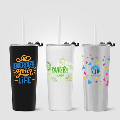 Excalibur - 21 oz. Double-Wall Stainless Tumbler with Straw?? - Full-Color Inkjet