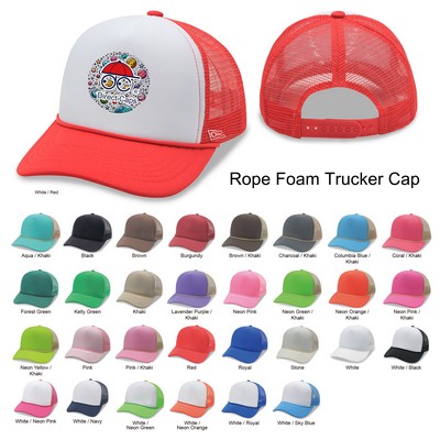 5 Panel Foam Mesh Back Trucker Cap w/Rope