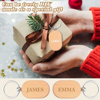 Oval Wooden Keychain