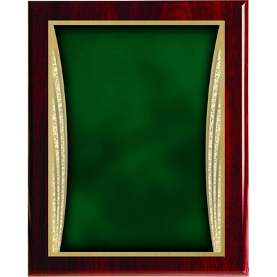 Rosewood Piano Finish Plaque with Green Showtime Brass Plate, 8 x 10"