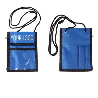 Nylon Multi Pocket Neck Wallet With Lanyard