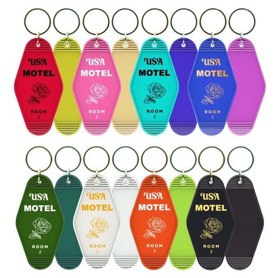 Plastic Acrylic Hotel Keychain Logo with Key Ring