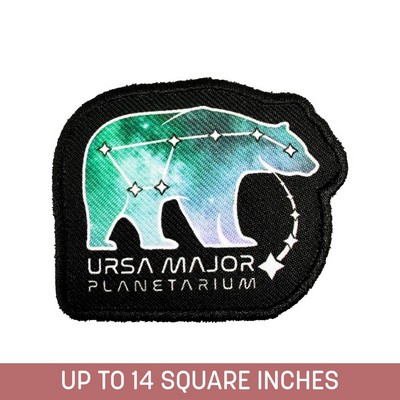 Custom Shape Sublimated Patch (Iron-On) Up To 14 Sq. In. w/ Embroidered Edg