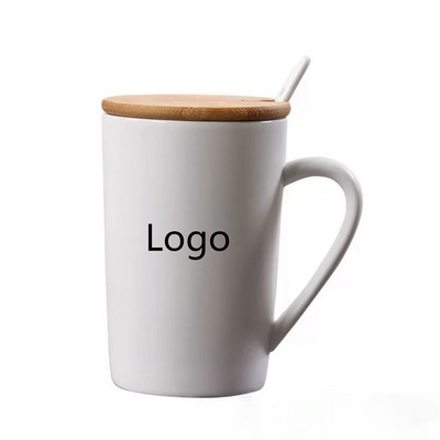 12 Oz Ceramic Cup with Bamboo Lid