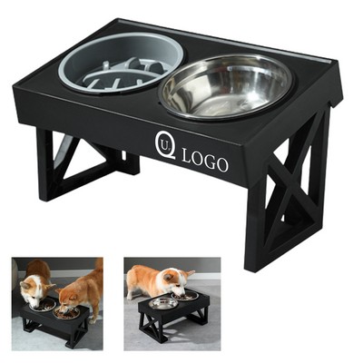 Pet Double Bowls W/ Adjustable Bracket