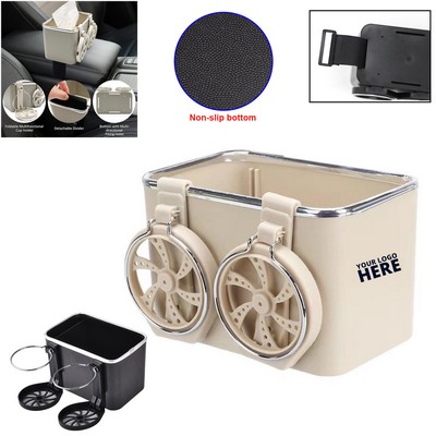 Multifunctional Car Armrest Storage Box w/Water Cup Holder