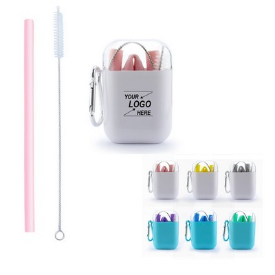Reusable Silicone Straw Set with Portable Case