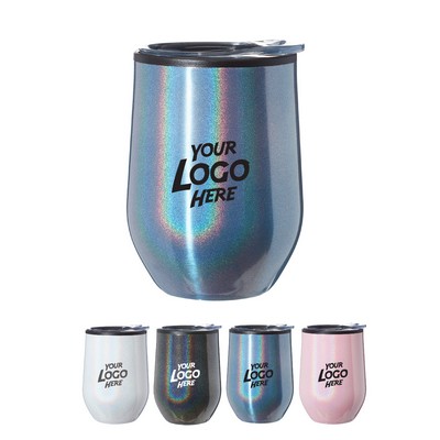 Iridescent Stemless Wine Glasses with Lid 12 oz