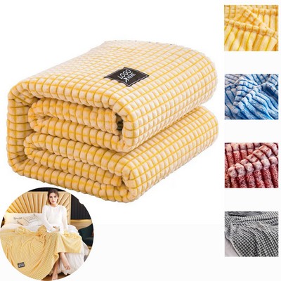 Custom Grid-Pattern Plush Blanket