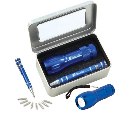 Gift Set With Fl45 Blue Torch Light & Km401 Screwdriver Set