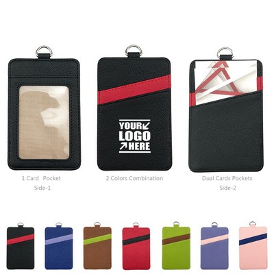 3 Pockets PU Leather Card Holder Dual Color Back