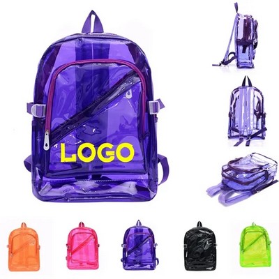 PVC Multicolor Transparent Large Capacity Daily Backpack