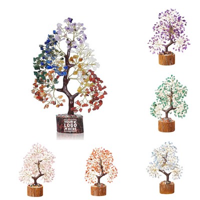 Natural Crystal Crushed Stone Wealth Tree Creative Ornament