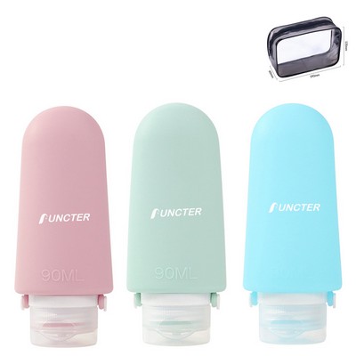 3Pack Travel Bottles for Toiletries, 3oz Portable Refillable Liquid Containers W/Handle
