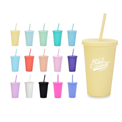 24oz Double-wall Insulated Tumbler with Lid and Straw