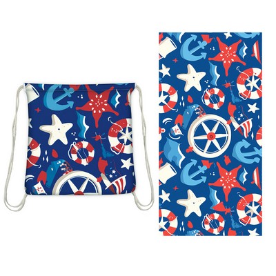 2 in 1 Drawstring Beach Towel Backpack 32 x 63 Inch